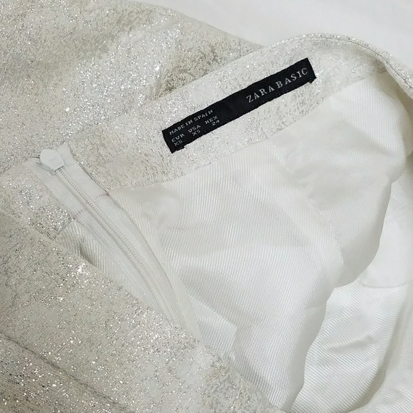 Zara XS formal silver shimmery metallic skirt - Picture 4 of 8